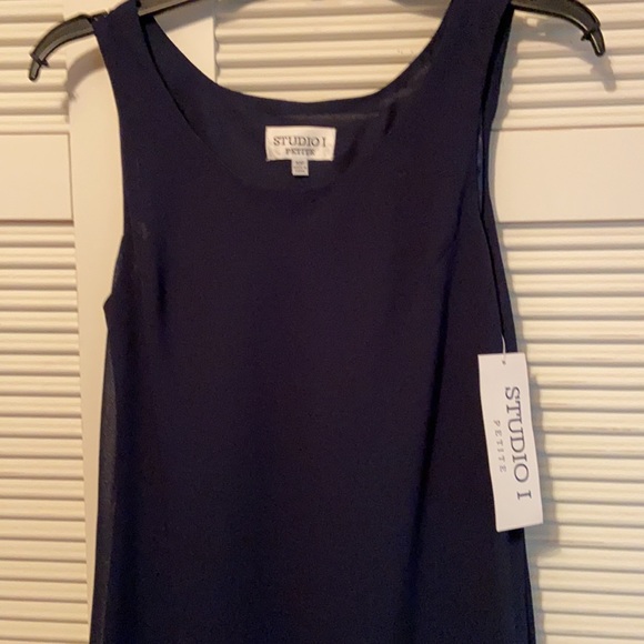 Navy Blue  Sleeveless Dress with Jacket - Jacket Dress - Picture 6 of 14